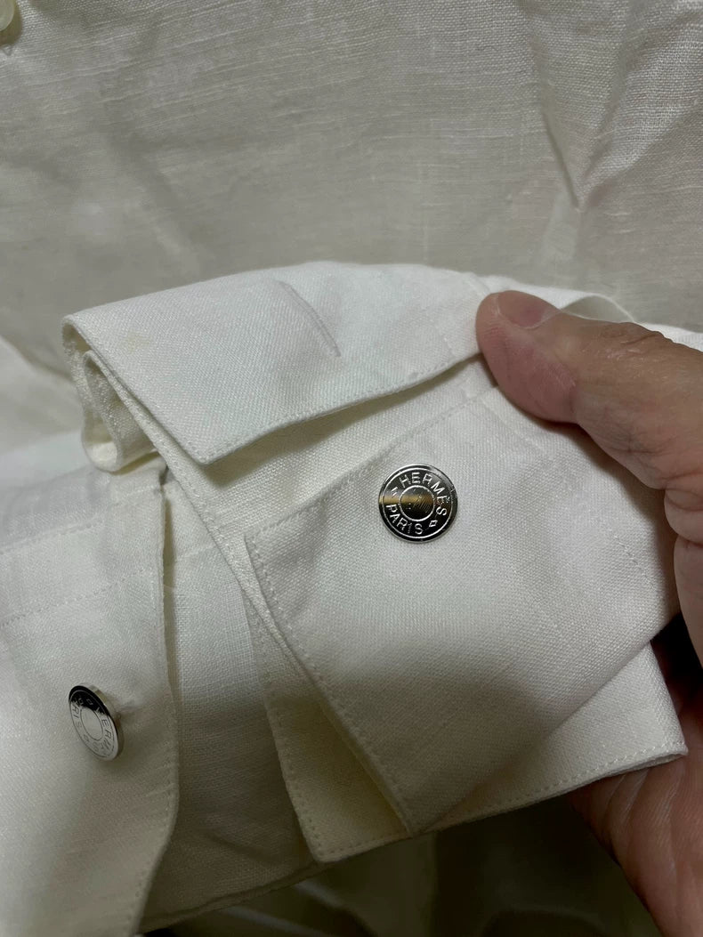 Hermes Men's Linen Long Sleeve Shirt