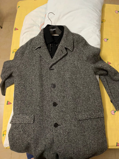 Saint Laurent Herringbone Wool Coat