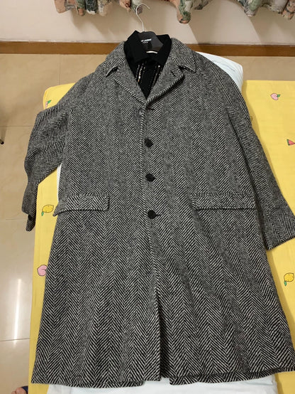 Saint Laurent Herringbone Wool Coat