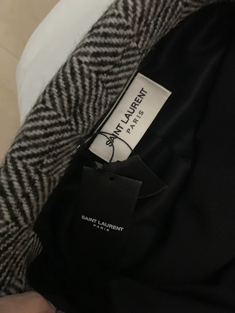 Saint Laurent Herringbone Wool Coat