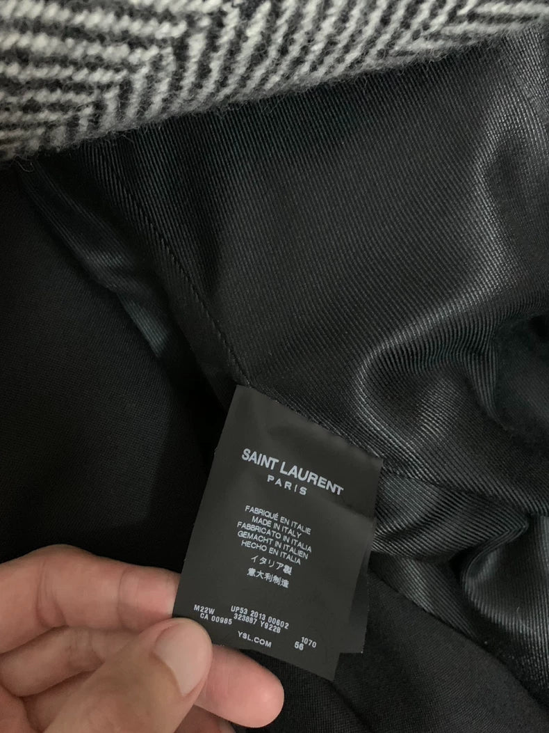 Saint Laurent Herringbone Wool Coat