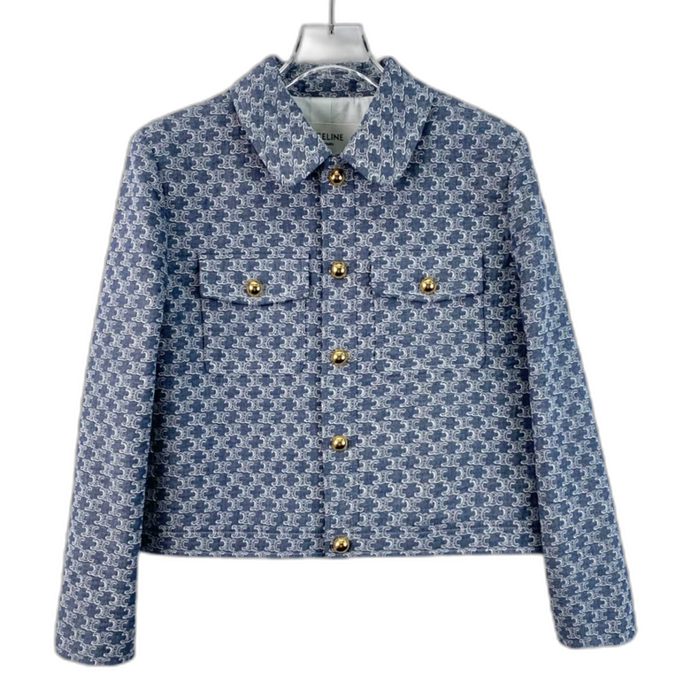 Blue Printed Celine Long Sleeve Jacket