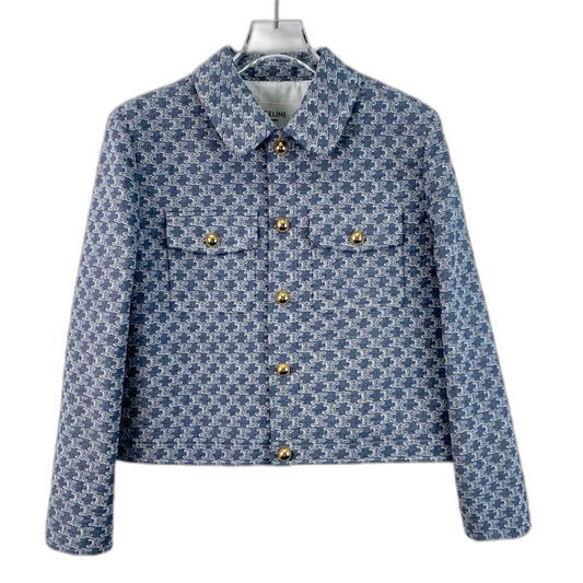 Blue Printed Celine Long Sleeve Jacket