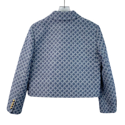 Blue Printed Celine Long Sleeve Jacket