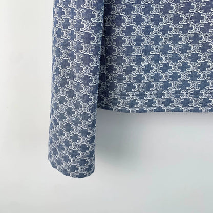 Blue Printed Celine Long Sleeve Jacket