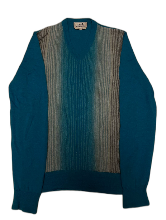 Hermes Camel Wool V-Neck Pullover