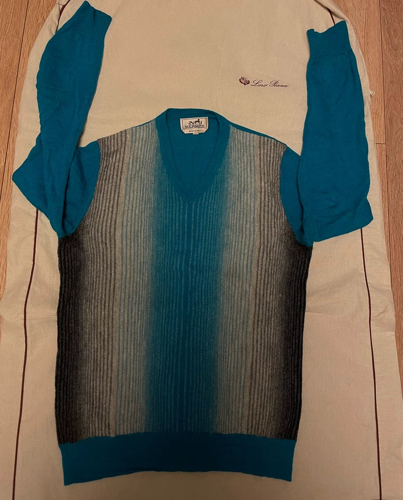 Hermes Camel Wool V-Neck Pullover