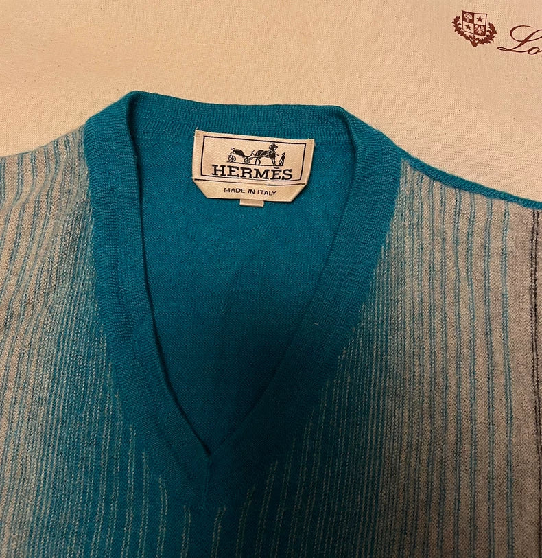 Hermes Camel Wool V-Neck Pullover