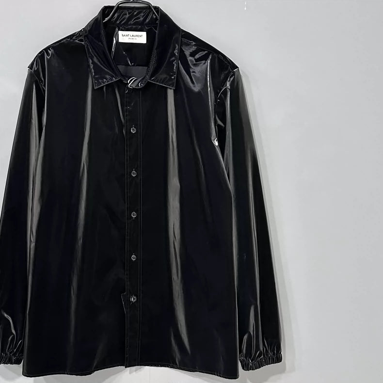 Black Patent Leather Shirt from Saint Laurent