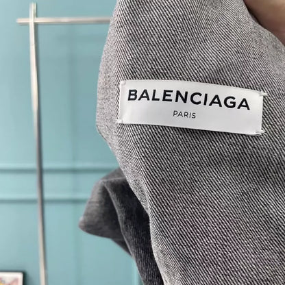 Balenciaga Red Collared Logo Denim Jacket