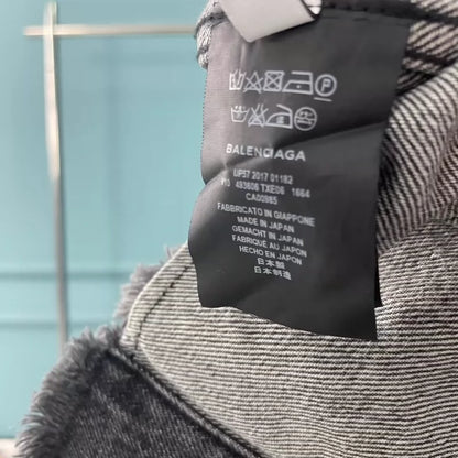 Balenciaga Red Collared Logo Denim Jacket