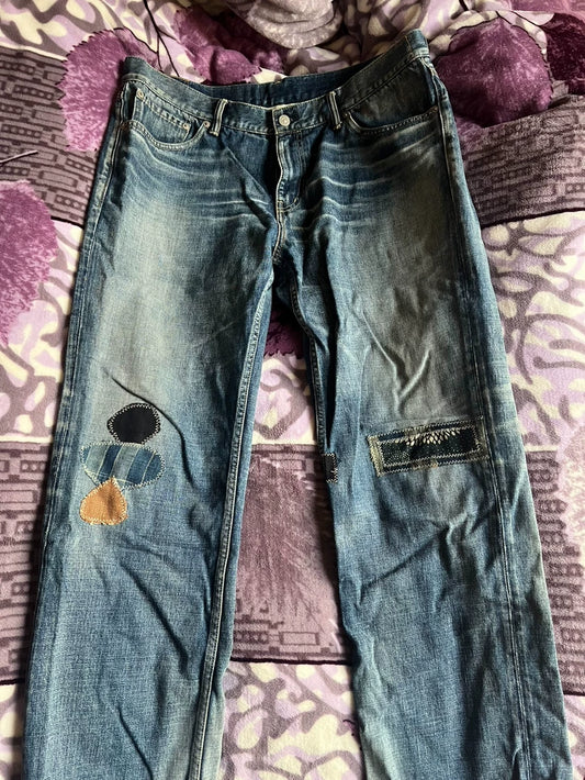 VISVIM Damaged Patch Denim Pants Size 38