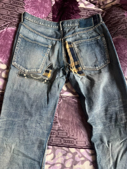 VISVIM Damaged Patch Denim Pants Size 38