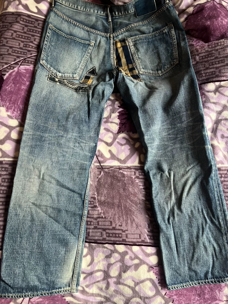 VISVIM Damaged Patch Denim Pants Size 38
