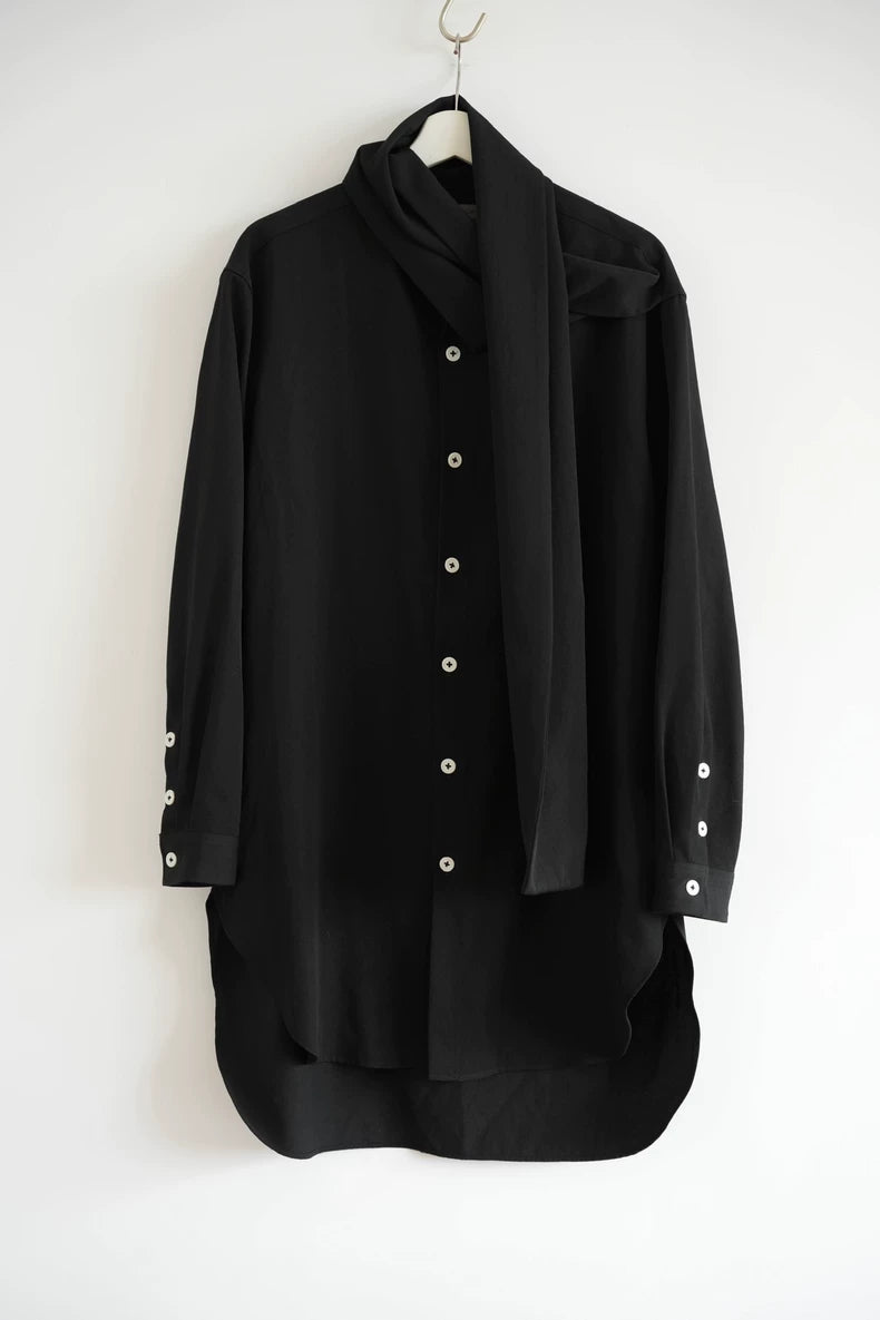Yohji Yamamoto Wool Button Shirt with Scarf