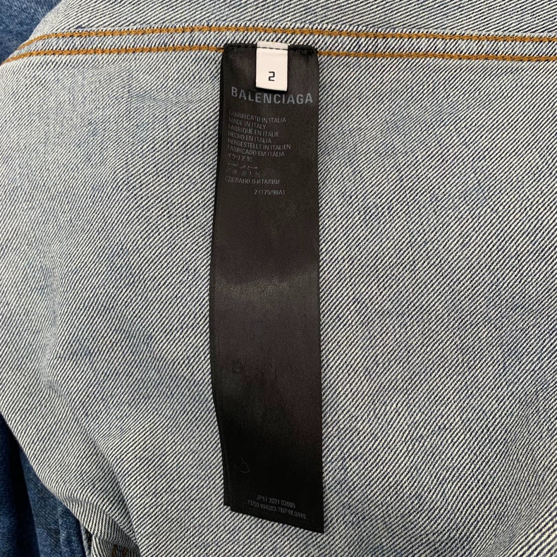 Balenciaga Blue Graffiti Print Denim Jacket