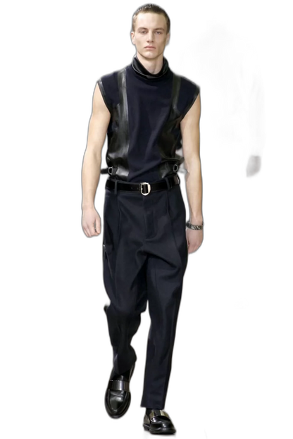 YSL Runway Patchwork Lambskin Wool Trousers