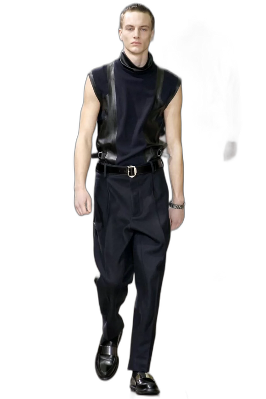 YSL Runway Patchwork Lambskin Wool Trousers