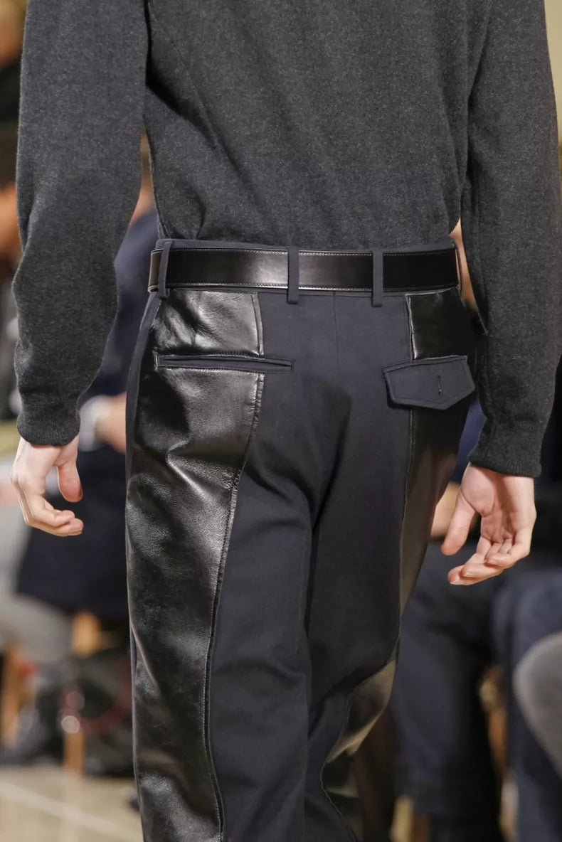 YSL Runway Patchwork Lambskin Wool Trousers