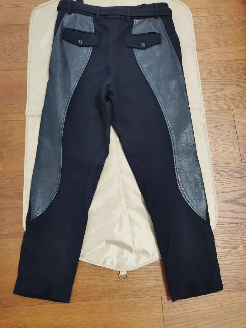 YSL Runway Patchwork Lambskin Wool Trousers