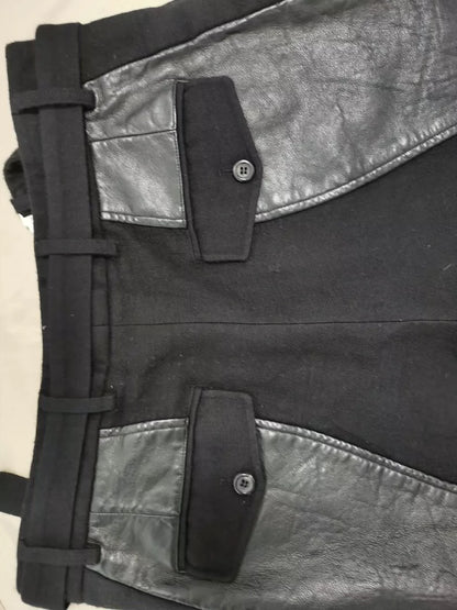 YSL Runway Patchwork Lambskin Wool Trousers