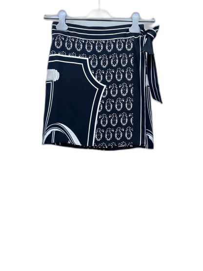 Hermes Black and White Silk Skirt