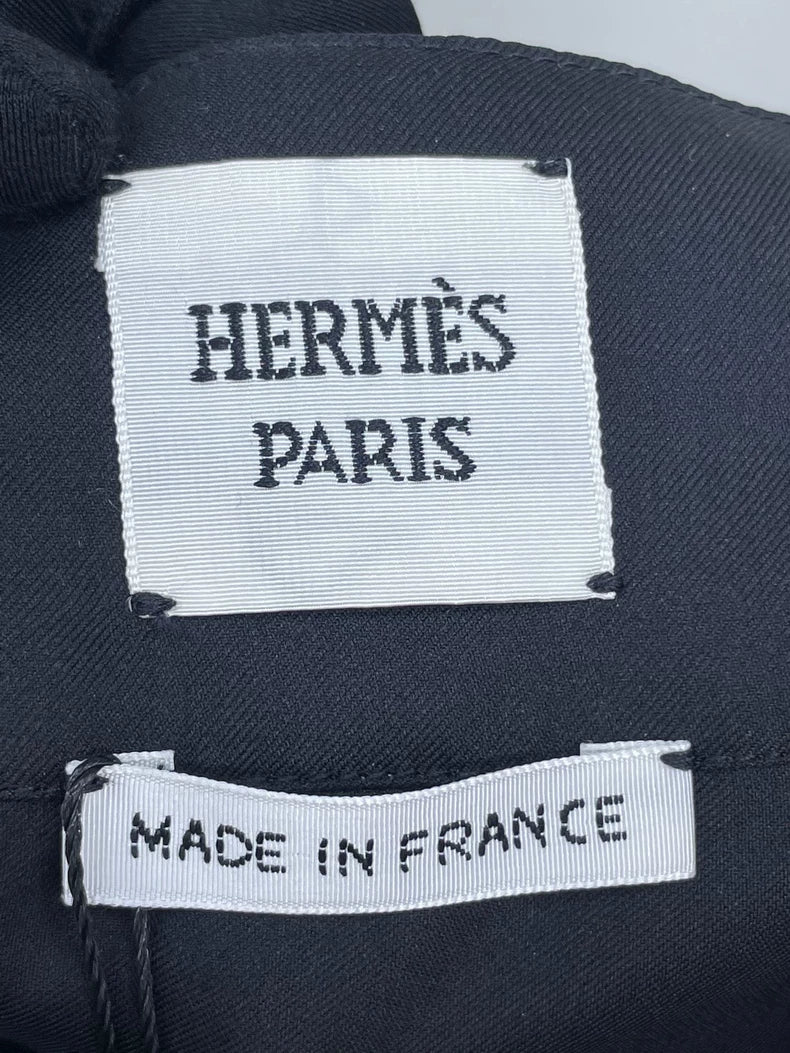 Hermes Black and White Silk Skirt