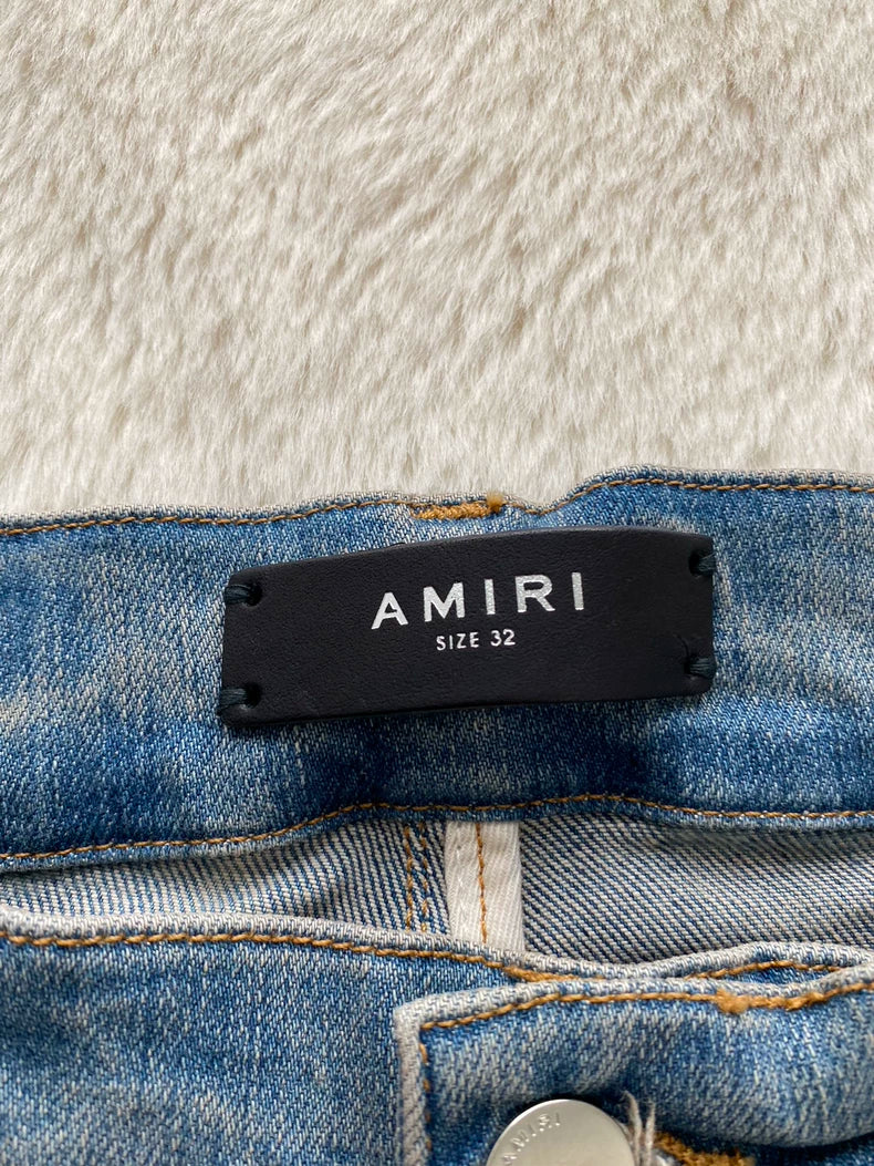 Amiri Blue Denim Logo Jeans