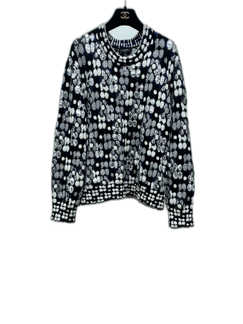 Chanel Sequin Floral Knit Sweater
