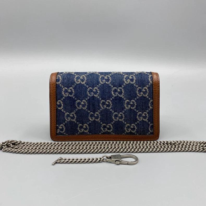 Gucci Denim Chain Crossbody Bag