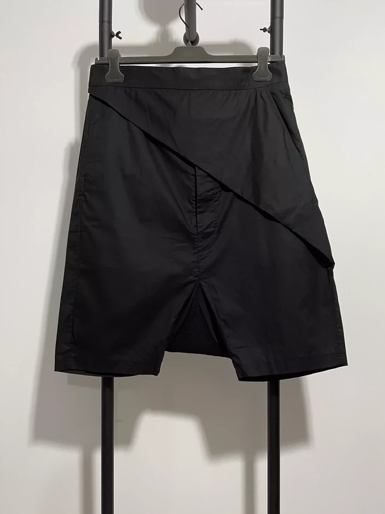 Rick Owens Black Asymmetric Shorts