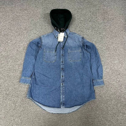 Balenciaga Denim Jacket With Green Hood