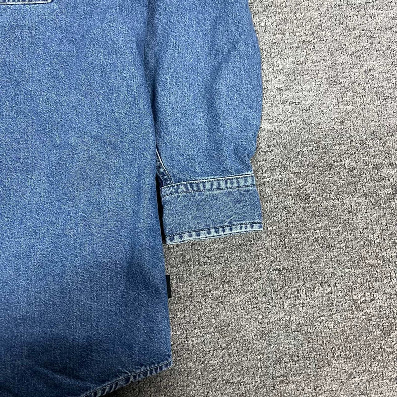 Balenciaga Denim Jacket With Green Hood