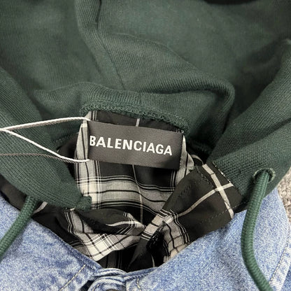 Balenciaga Denim Jacket With Green Hood