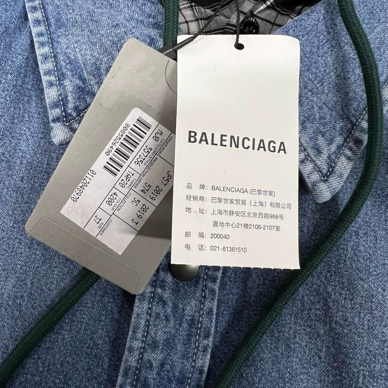 Balenciaga Denim Jacket With Green Hood