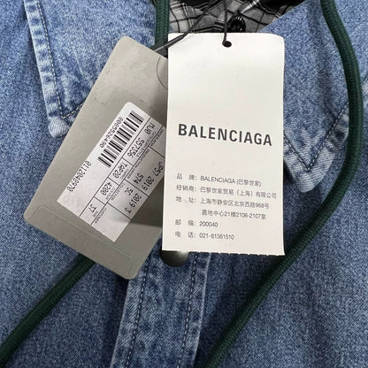 Balenciaga Denim Jacket With Green Hood