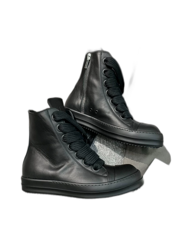 Rick Owens High-Top Black Leather Sneakers-yf