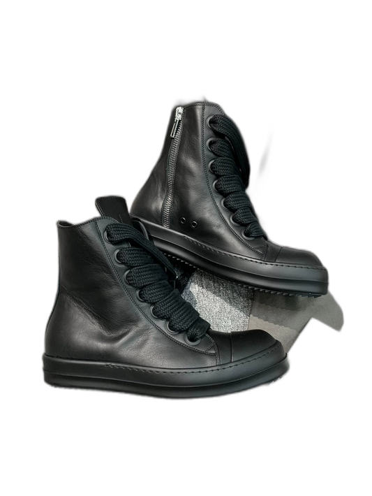 Rick Owens High-Top Black Leather Sneakers-yf