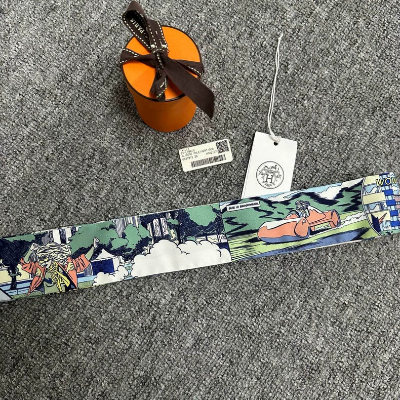 Hermes Silk Scarf with Comic Design
