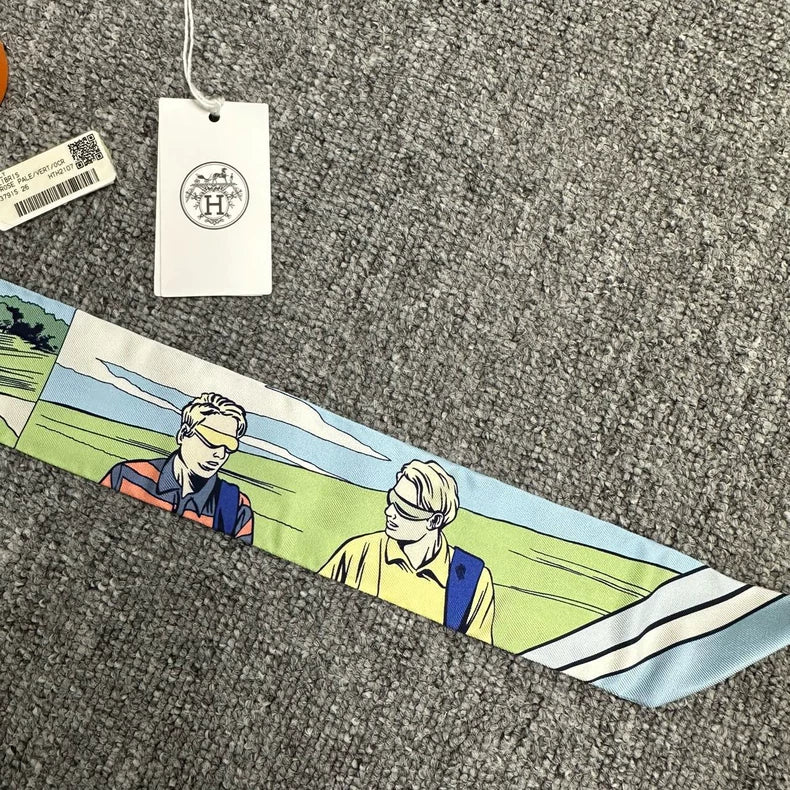 Hermes Silk Scarf with Comic Design
