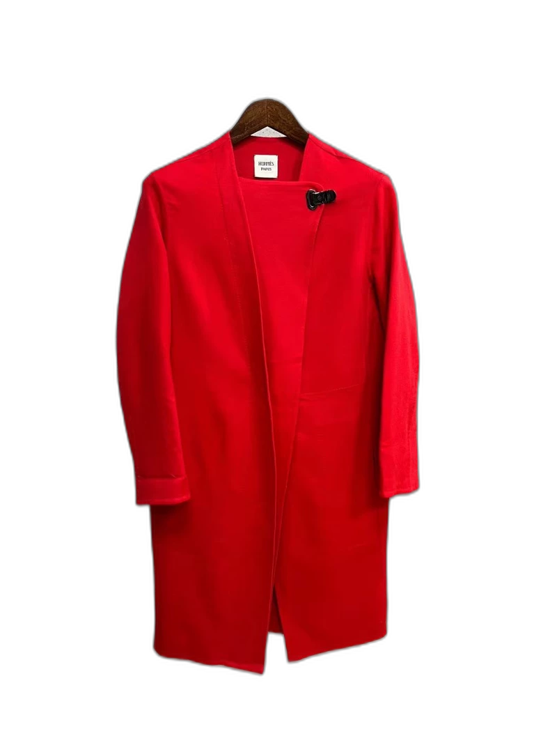 Hermes Red Cashmere Coat Size 36