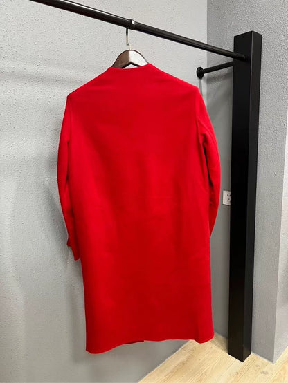 Hermes Red Cashmere Coat Size 36