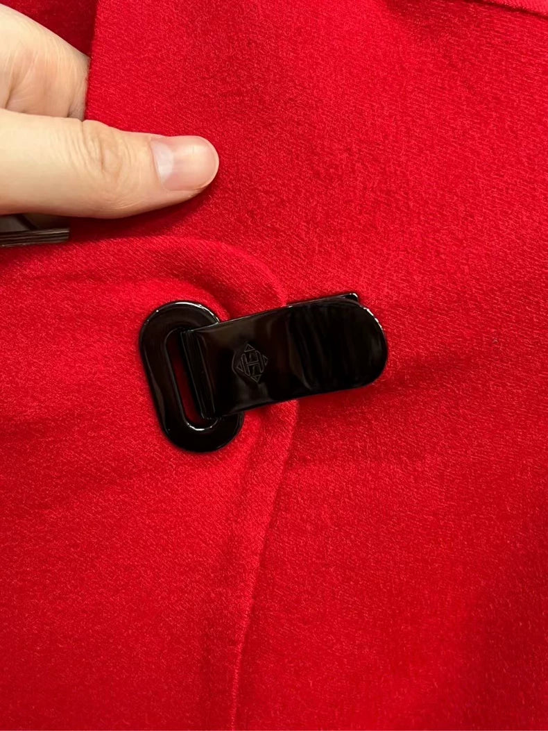 Hermes Red Cashmere Coat Size 36