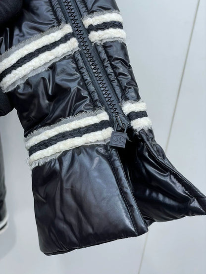 Chanel Black and White Padded Coat