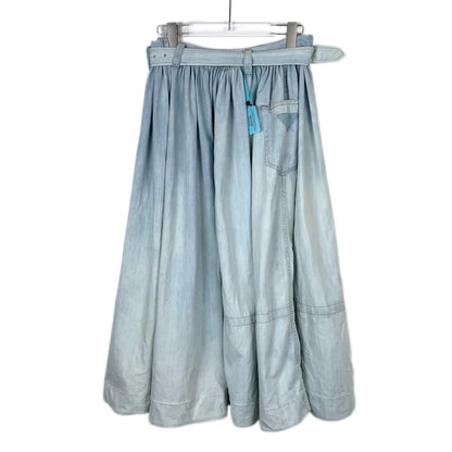 Prada Logo Print Gradient Long Skirt