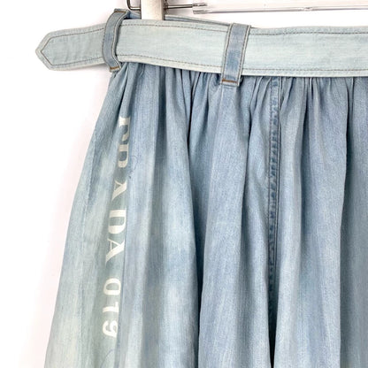 Prada Logo Print Gradient Long Skirt