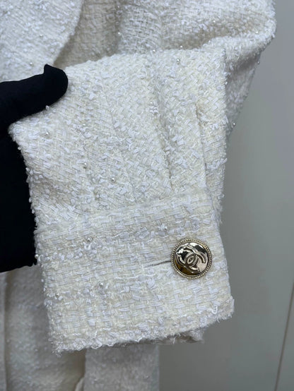 Chanel Long Pearl Embellished Coat