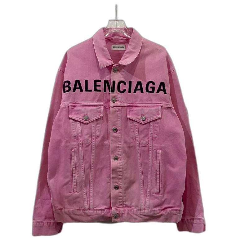 Pink Cotton Denim Jacket by Balenciaga