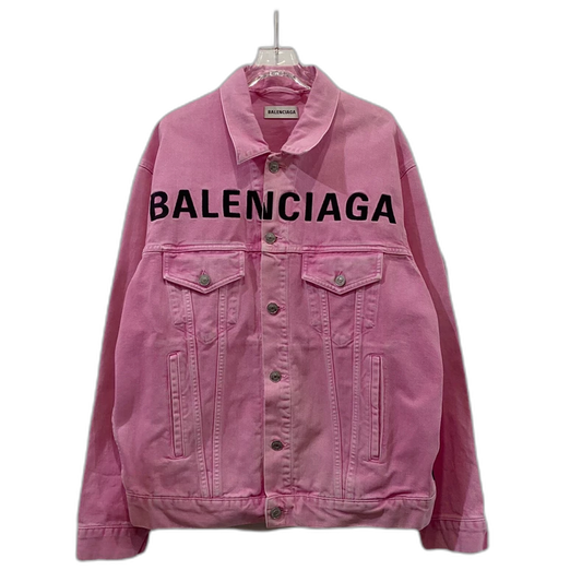 Pink Cotton Denim Jacket by Balenciaga