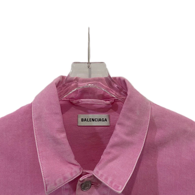 Pink Cotton Denim Jacket by Balenciaga